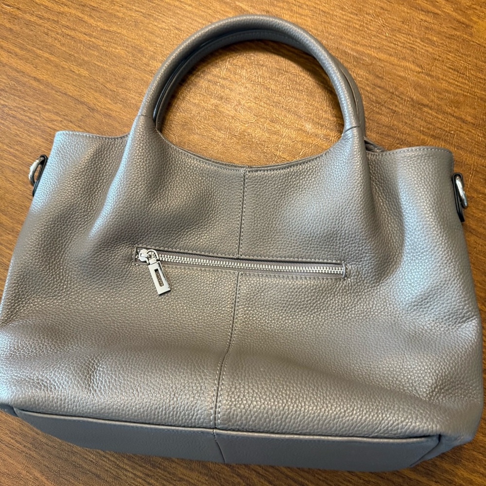 Pebbled Shoulder Tote in Charcoal Gray - Picture 4 of 8